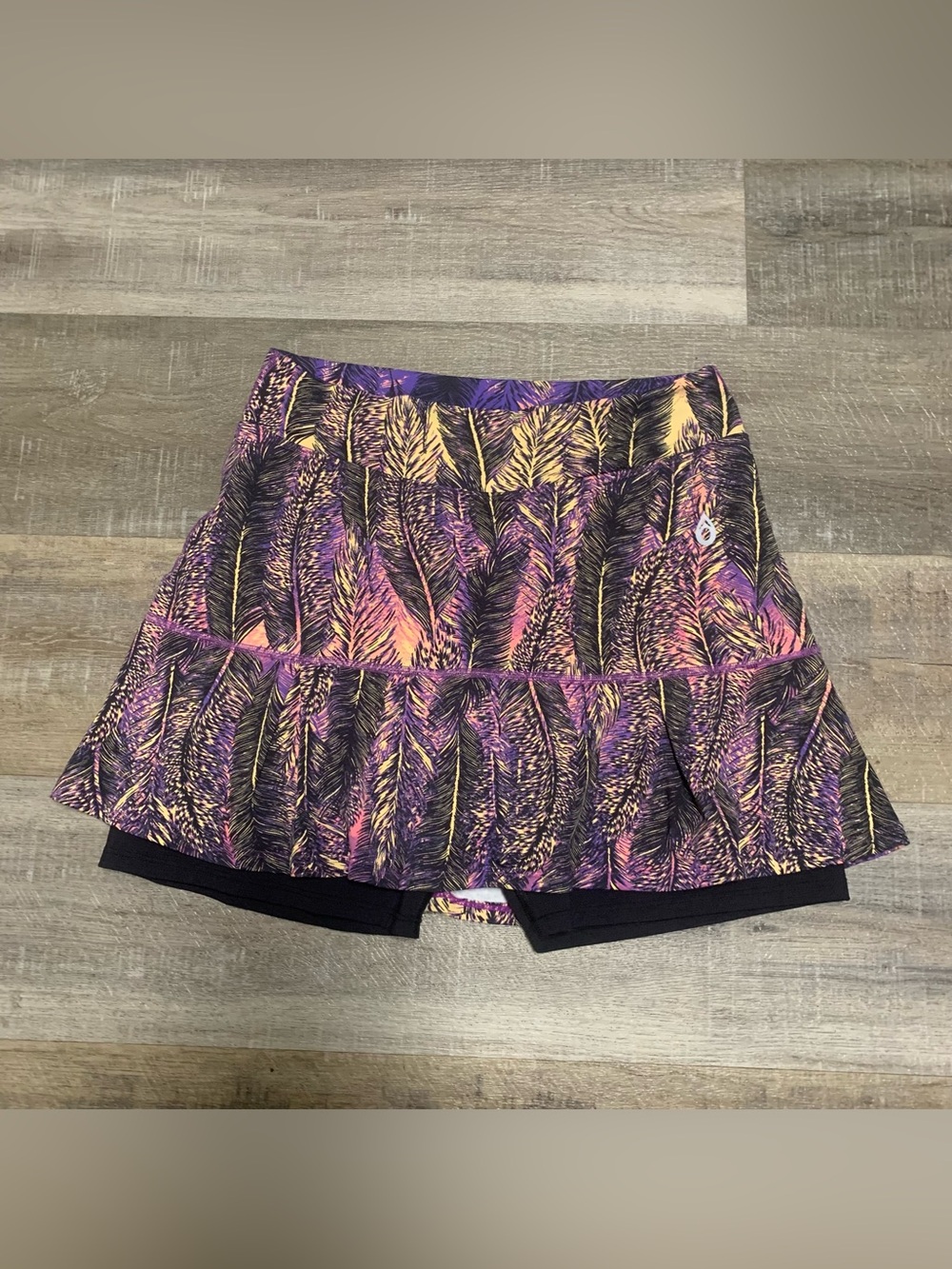Dona Jo Fit Wear Feather Print Skort Skirt Tennis Pickleball Golf Size 2 Large
